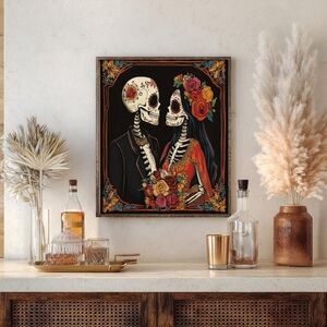 Romantic Skeleton Couple Art Print